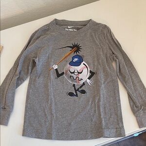 Nike Kids Gray Long Sleeve Baseball Graphic Tee